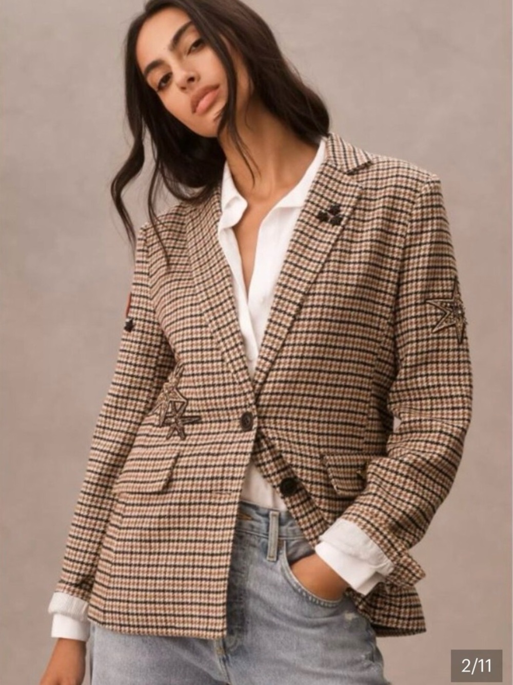 ✨ Anthropologie Applique
Patches Houndstooth Blazer Size XXS✨
